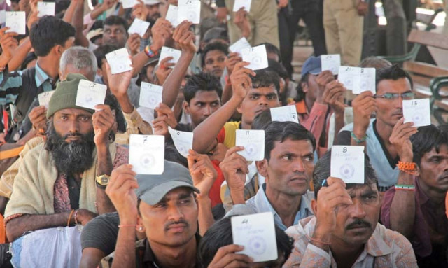 indian fishermen at the karachi cantonment railway station before departure for lahore file photo athar khan express indian fishermen at the karachi cantonment railway station before departure for lahore file photo athar khan express