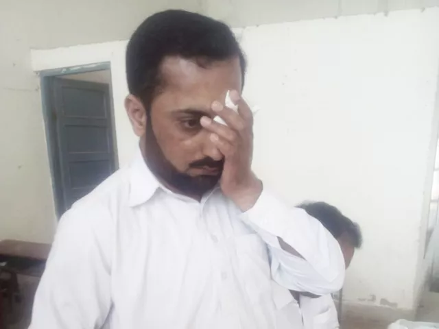 deputy superintendent muhammad ramzan was hit on face near his left eye almost turning him blind in one eye photo express deputy superintendent muhammad ramzan was hit on face near his left eye almost turning him blind in one eye photo express