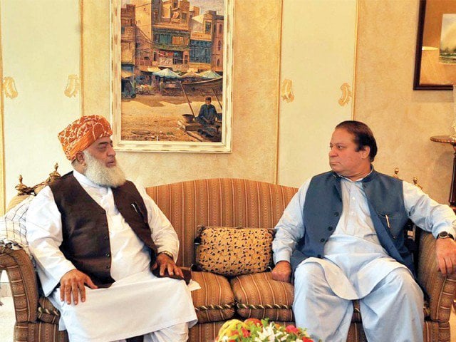 a file photo of a meeting between nawaz sharif and maulana fazlur rehman photo express