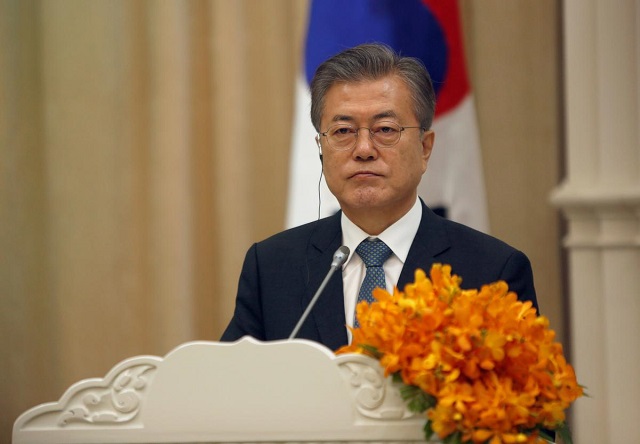 south korea 039 s president moon jae in attends a news conference after a signing ceremony at the peace palace in phnom penh cambodia march 15 2019 photo reuters