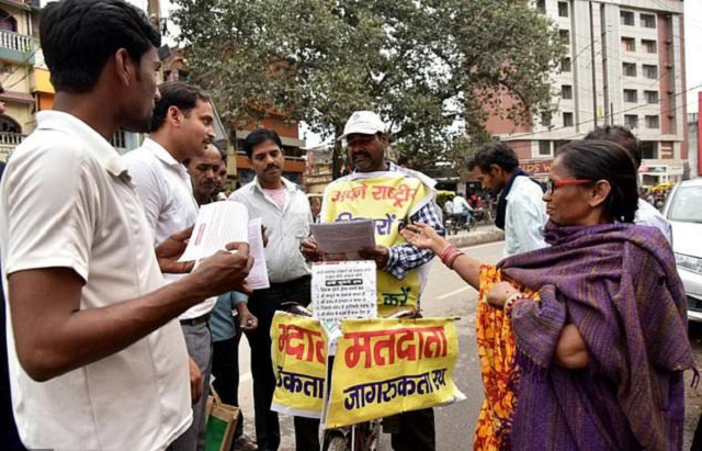 snack hawker lal mani das is on a mission to get people to vote and think about the candidates they choose photo afp