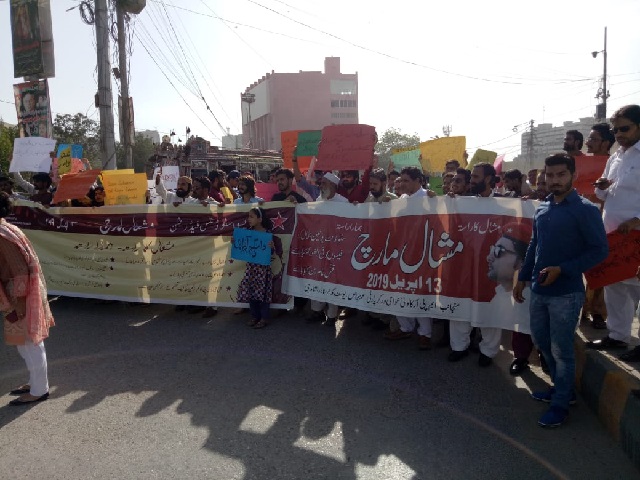 mashal march organised in karachi on saturday zainulabideen