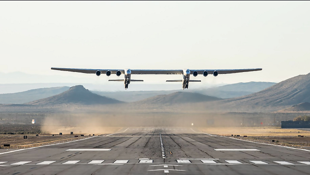 the mega jet carried out its maiden voyage over the mojave desert photo afp the mega jet carried out its maiden voyage over the mojave desert photo afp