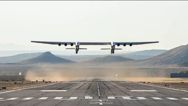the mega jet carried out its maiden voyage over the mojave desert photo afp the mega jet carried out its maiden voyage over the mojave desert photo afp