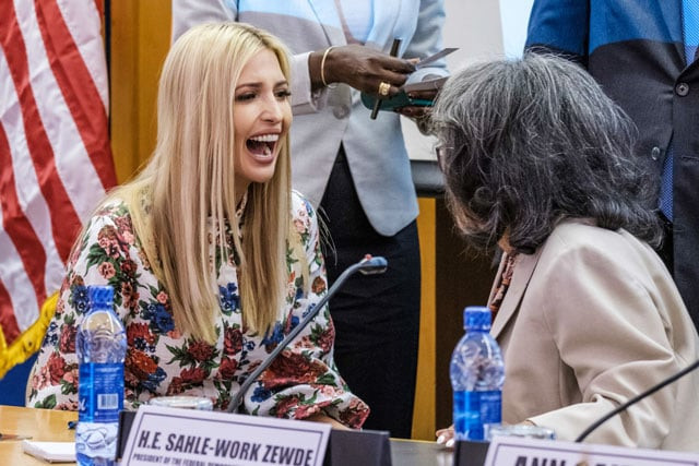 us senior white house advisor ivanka trump l speaks with ethiopia 039 s president sahle work zewde at the end of a meeting as part of the african women s empowerment dialogue on april 15 2019 in the ethiopian capital addis ababa photo afp us senior white house advisor ivanka trump l speaks with ethiopia 039 s president sahle work zewde at the end of a meeting as part of the african women s empowerment dialogue on april 15 2019 in the ethiopian capital addis ababa photo afp