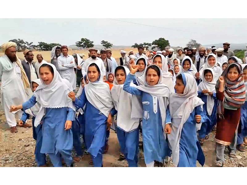 schoolchildren and their parents protest against absent teachers in south waziristan photo express