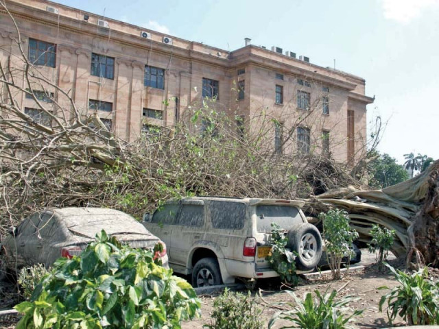 the city almost came to a standstill as the strong gusts uprooted trees and electricity poles besides damaging schools and other facilities photo ppi the city almost came to a standstill as the strong gusts uprooted trees and electricity poles besides damaging schools and other facilities photo ppi