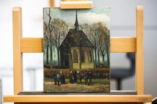 039 congregation leaving the reformed church in nuenen 039 1885 the other vincent van gogh painting recovered photo afp