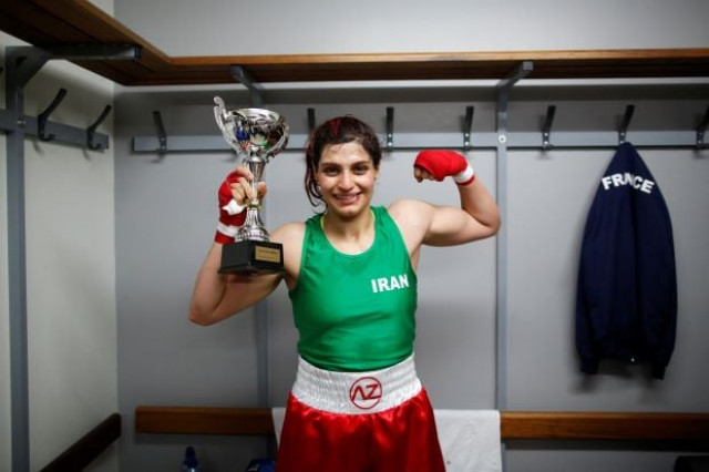 on saturday khadem beat local boxer anne chauvin in a 3x2 amateur bout photo reuters on saturday khadem beat local boxer anne chauvin in a 3x2 amateur bout photo reuters