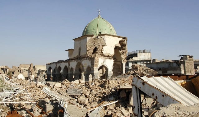 a view of the destroyed al nuri mosque in the old city of mosul iraq photo afp