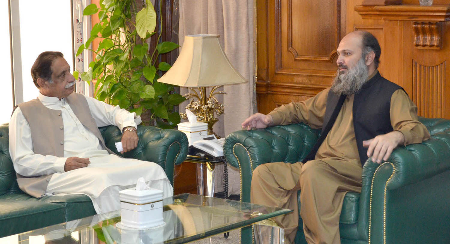 balochistan chief minister jam kamal khan in a meeting with mpa jan muhammad jamali at the cm secretariat photo express