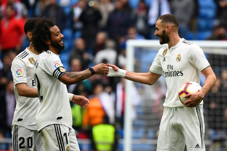 zidane has already said he expects benzema to stay and on this evidence it is easy to see why without him madrid lacked spark in the final third and in the end the emphatic scoreline flattered them photo afp