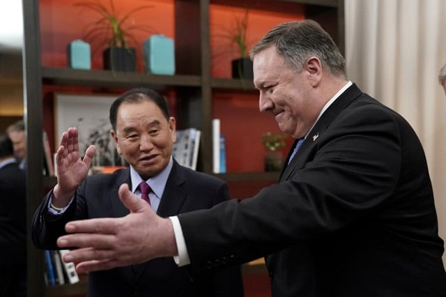 us secretary of state mike pompeo escorts vice chairman of the north korean workers 039 party committee kim yong chol north korea 039 s lead negotiator in nuclear diplomacy with the united states into talks aimed at clearing the way for a second us north korea summit as they meet at a hotel in washington us on january 18 2019 us secretary of state mike pompeo escorts vice chairman of the north korean workers 039 party committee kim yong chol north korea 039 s lead negotiator in nuclear diplomacy with the united states into talks aimed at clearing the way for a second us north korea summit as they meet at a hotel in washington us on january 18 2019