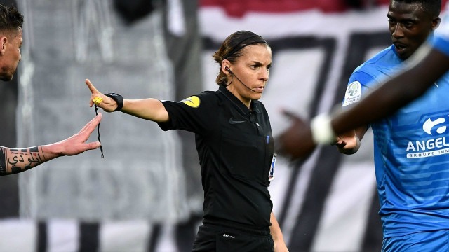 frappart was also the first woman to officiate a ligue 2 second tier match photo afp