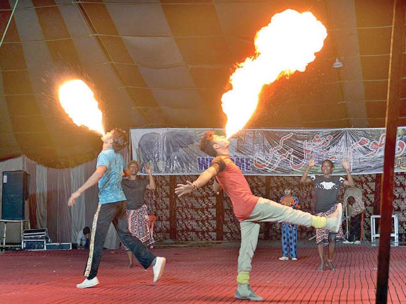 fire eaters perform in a circus during the jashn e rawalpindi festival in rawalpindi photo app