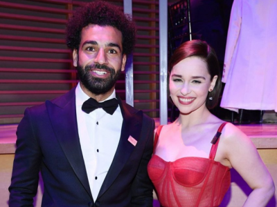 fans can t keep calm as mo salah rubs shoulders with emilia clarke rami malek fans can t keep calm as mo salah rubs shoulders with emilia clarke rami malek