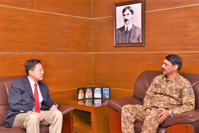 chinese envoy lijian zhao calls on dg ispr major general asif ghafoor photo twitter