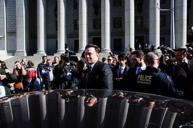 tesla ceo elon musk exits after attending a sec hearing at the manhattan federal courthouse in new york april 4 2019 photo reuters tesla ceo elon musk exits after attending a sec hearing at the manhattan federal courthouse in new york april 4 2019 photo reuters