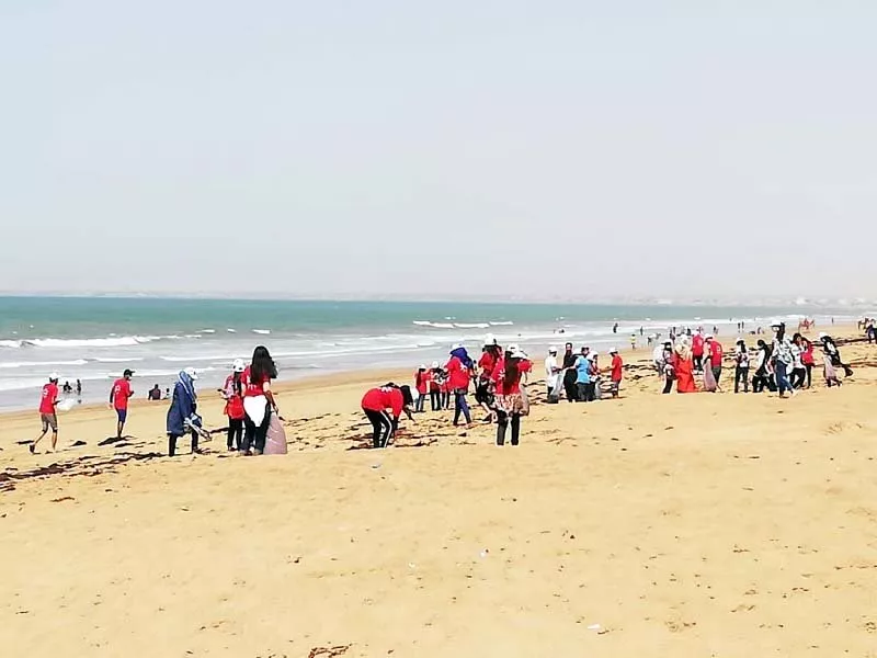 more than 800 people collected 140 garbage bags from six kilometre long coastline on saturday photo courtesy wwf pakistan more than 800 people collected 140 garbage bags from six kilometre long coastline on saturday photo courtesy wwf pakistan