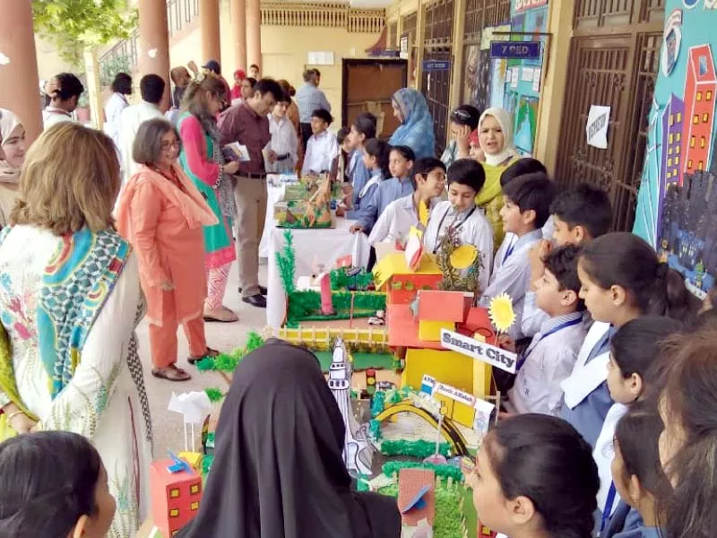 people visiting different stalls at grammar school rawalpindi photo express people visiting different stalls at grammar school rawalpindi photo express