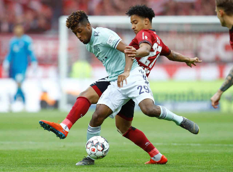 a late penalty miss from tim leibold spared bayern from a humiliating defeat before kingsley coman missed a golden opportunity to win the game at the other end photo afp