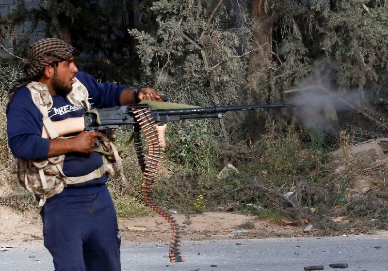 a libyan fighter loyal to the government of national accord in clashes with forces loyal to strongman khalifa haftar south of the capital tripoli photo reuters