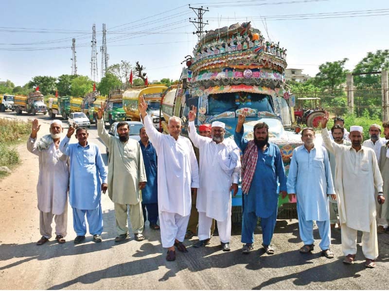 a view of a rally of tankers taken out by all pakistan tankers owners association of pakistan to mark international labour day in rawalpindi photo agha mehroze express