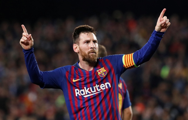 the argentine then added to barca s already huge advantage to take into next tuesday s second leg at anfield by smashing home his sizzling free kick in the 82nd minute photo reuters