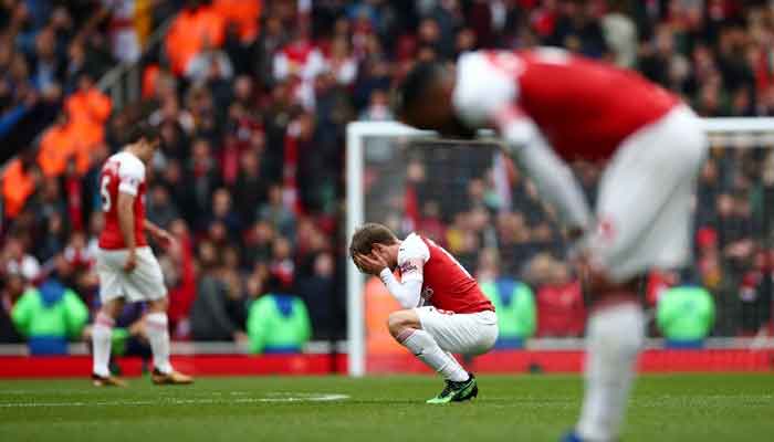 the draw leaves unai emery 039 s men in fifth spot three points behind north london rivals tottenham who have a far superior goal difference and means they can no longer catch chelsea who have 71 points photo afp