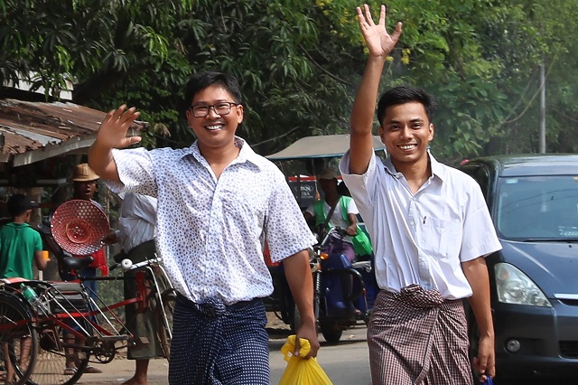 before their arrest pair had been investigation killing of rohingya muslim men and boys by security forces in myanmar photo reuters