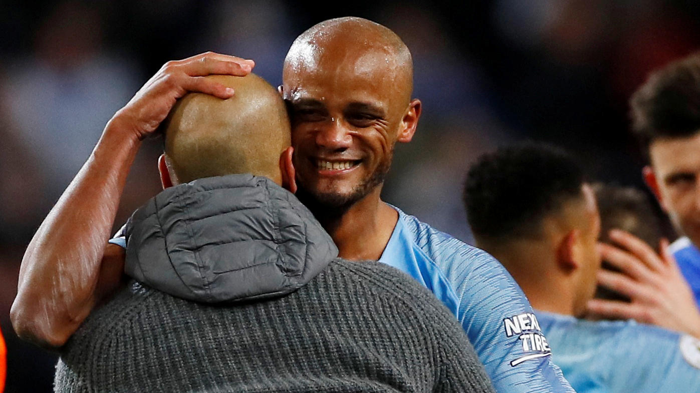 city manager pep guardiola said he was one of those urging his captain not to shoot but praised the impact kompany has had on the club photo reuters