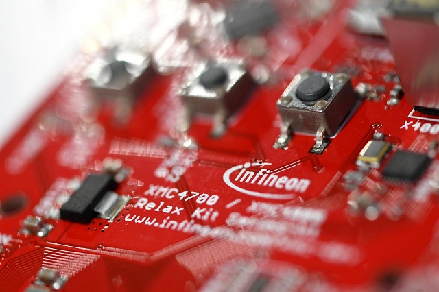 a close up of a infineon microcontroller kit xmc 4700 is pictured at an exhibition during the german semiconductor manufacturer infineon 039 s annual shareholder meeting in munich february 21 2019 photo reuters