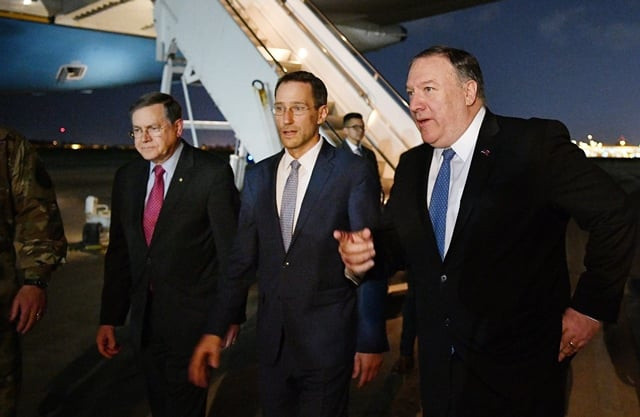 us secretary of state mike pompeo r walks with acting assistant secretary for near eastern affairs at the state department david satterfield l and charge d 039 affaires at the us embassy in baghdad joey hood upon arrival in baghdad for meetings pompeo is scheduled to meet with the iraqi prime minister and president photo afp us secretary of state mike pompeo r walks with acting assistant secretary for near eastern affairs at the state department david satterfield l and charge d 039 affaires at the us embassy in baghdad joey hood upon arrival in baghdad for meetings pompeo is scheduled to meet with the iraqi prime minister and president photo afp