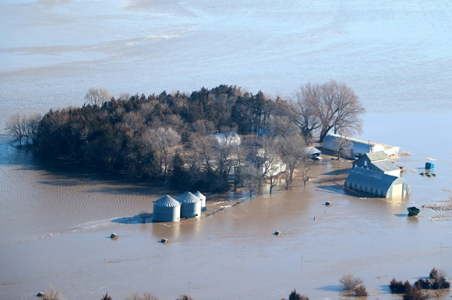 rising waters were battering parts of the united states midwest that had already experienced recording breaking floods this spring when nebraska pictured in march 2019 was among the hardest hit areas photo afp