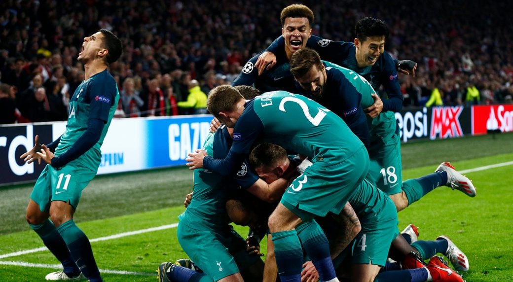 spurs trailed 2 0 on the night and 3 0 on aggregate at half time of the second leg but moura 039 s 96th minute winner sent them into a final against liverpool    who also came back from three goals down to shock barcelona on tuesday    in madrid on june 1 photo afp