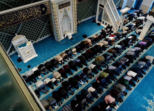 muslims offer taraweeh prayers at a mosque photo afp