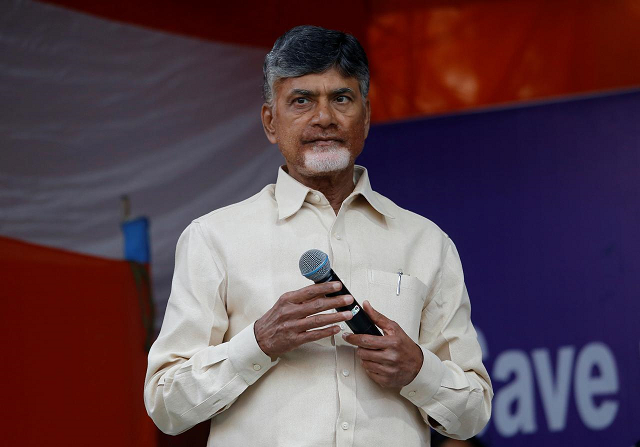 n chandrababu naidu chief minister of india 039 s southern state of andhra pradesh speaks during a sit in protest in kolkata india february 5 2019 photo reuters