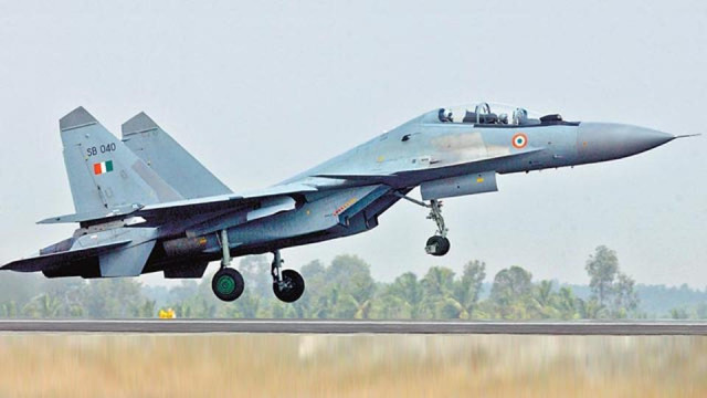 the an 12 aircraft was intercepted by two sukhoi su 30 fighter jets after it deviated from its scheduled flight path the indian air force iaf said photo afp file the an 12 aircraft was intercepted by two sukhoi su 30 fighter jets after it deviated from its scheduled flight path the indian air force iaf said photo afp file