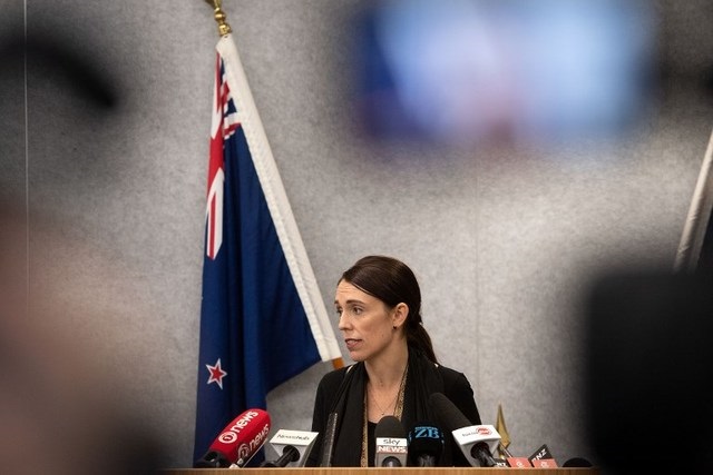 new zealand prime minister jacinda ardern speaks to the media during a press conference at the justice precinct in christchurch on march 16 2019   a right wing extremist who filmed himself rampaging through two mosques in the quiet new zealand city of christchurch killing 49 worshippers appeared in court on a murder charge on march 16 2019 photo by marty melville office of prime miniter new zealand afp