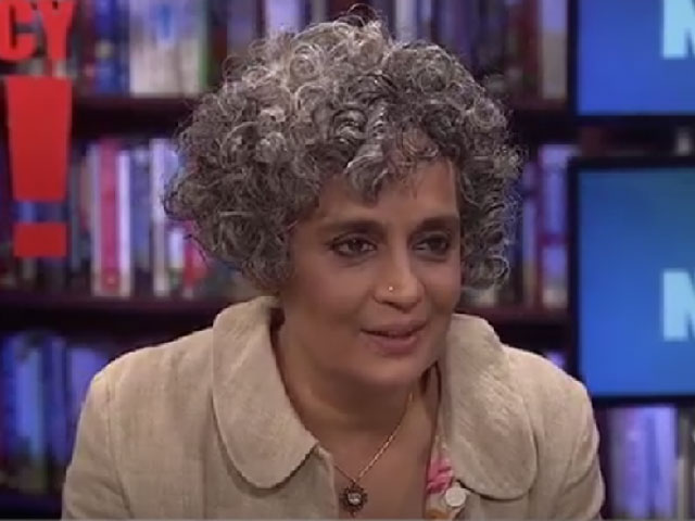 famous indian author arundhati roy screen grab democracy now