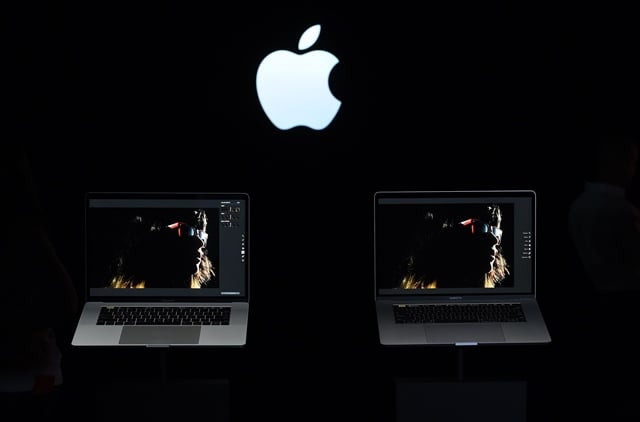 macbook pros are seen on display during a product launch event at apple headquarters in cupertino california on october 27 2016 apple revealed its new line of macbook pro laptops as well as a new apple tv app photo afp macbook pros are seen on display during a product launch event at apple headquarters in cupertino california on october 27 2016 apple revealed its new line of macbook pro laptops as well as a new apple tv app photo afp