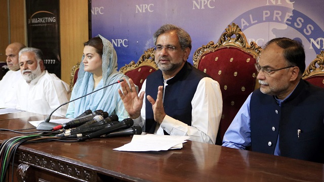 pml n leaders address a press conference at national press club in islamabad photo online