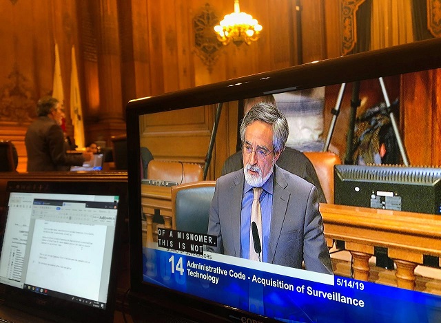 city supervisor aaron peskin speaks before a vote on a surveillance technology ordinance that he sponsored in san francisco california us may 14 2019 photo reuters
