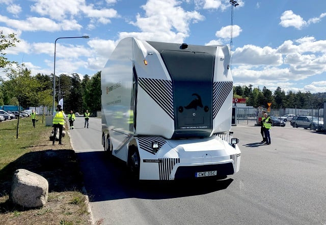 esembling the helmet of a star wars stormtrooper a driverless electric truck began daily freight deliveries on a public road in sweden on wednesday photo reuters esembling the helmet of a star wars stormtrooper a driverless electric truck began daily freight deliveries on a public road in sweden on wednesday photo reuters