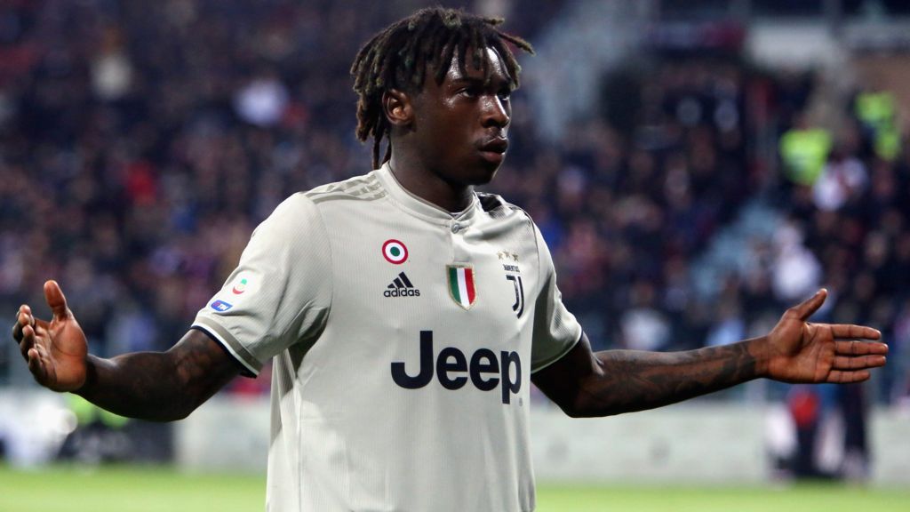 italian international kean 20 was subjected to racist chants from sections of cagliari support after his late goal during juventus 039 2 0 win in sardinia on april 2 photo afp