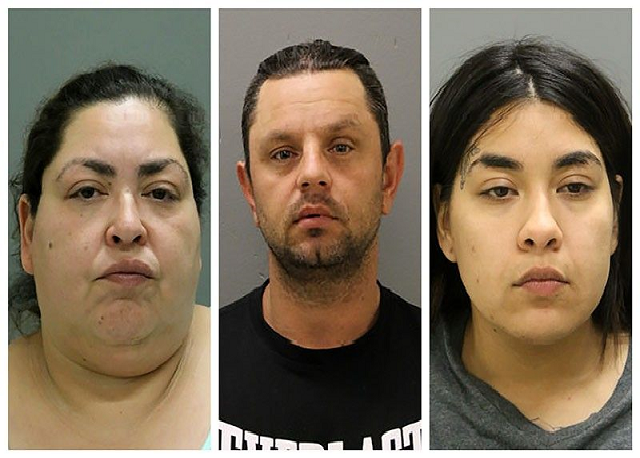 this handout mugshot obtained courtesy of the chicago police department on may 16 2019 shows the booking photo of clarisa figueroa piotr bobak and desiree figueroa photo afp