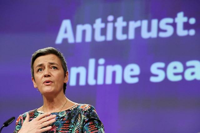 european competition commissioner margrethe vestager talks to the media at the european commission headquarters in brussels photo reuters