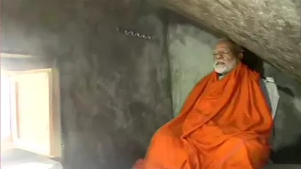 modi meditates inside the kedranath shrine photo ani