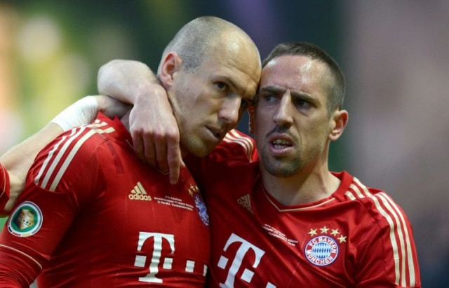 ribery and robben both scored in their final bundesliga appearance as bayern sealed the title on the final day having been nine points behind rivals borussia dortmund earlier in the season photo afp