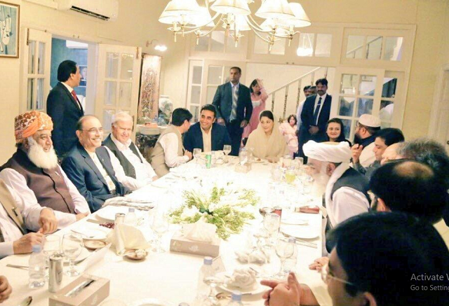 leadership of opposition parties gather at zardari house in islamabad photo courtesy twitter pml n leadership of opposition parties gather at zardari house in islamabad photo courtesy twitter pml n